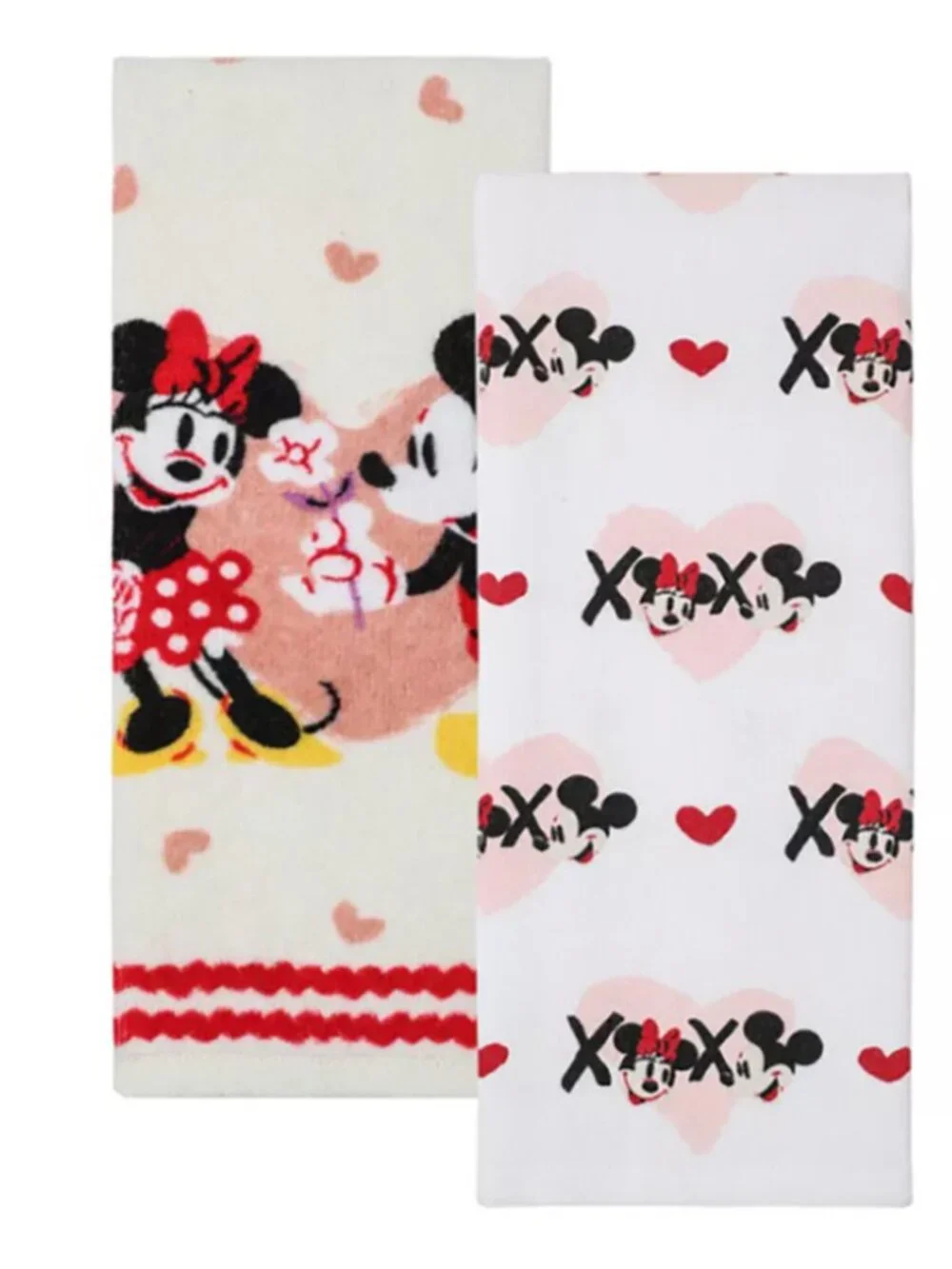 Disney Mickey Minnie Valentine Kitchen Towels 2 Pack XOXO Hearts 15x26